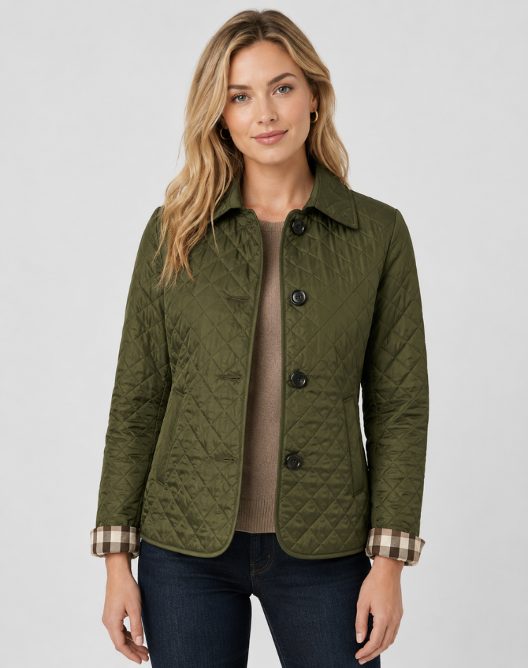 Veste matelassée femme transition col boutons élégante