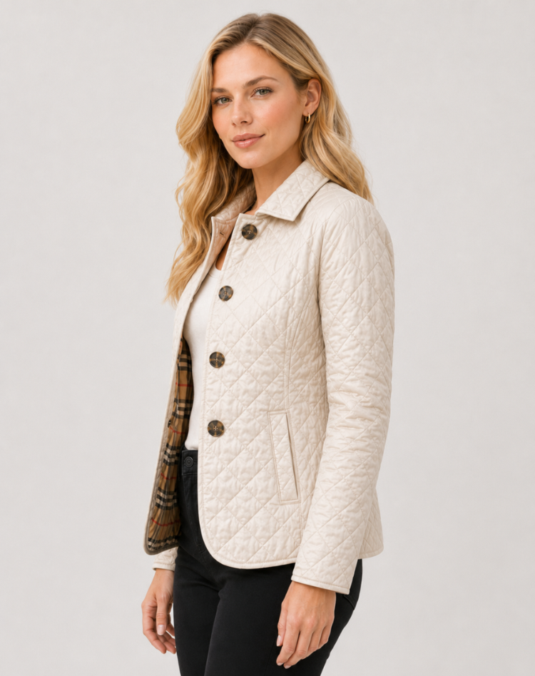 Veste matelassée femme transition col boutons élégante