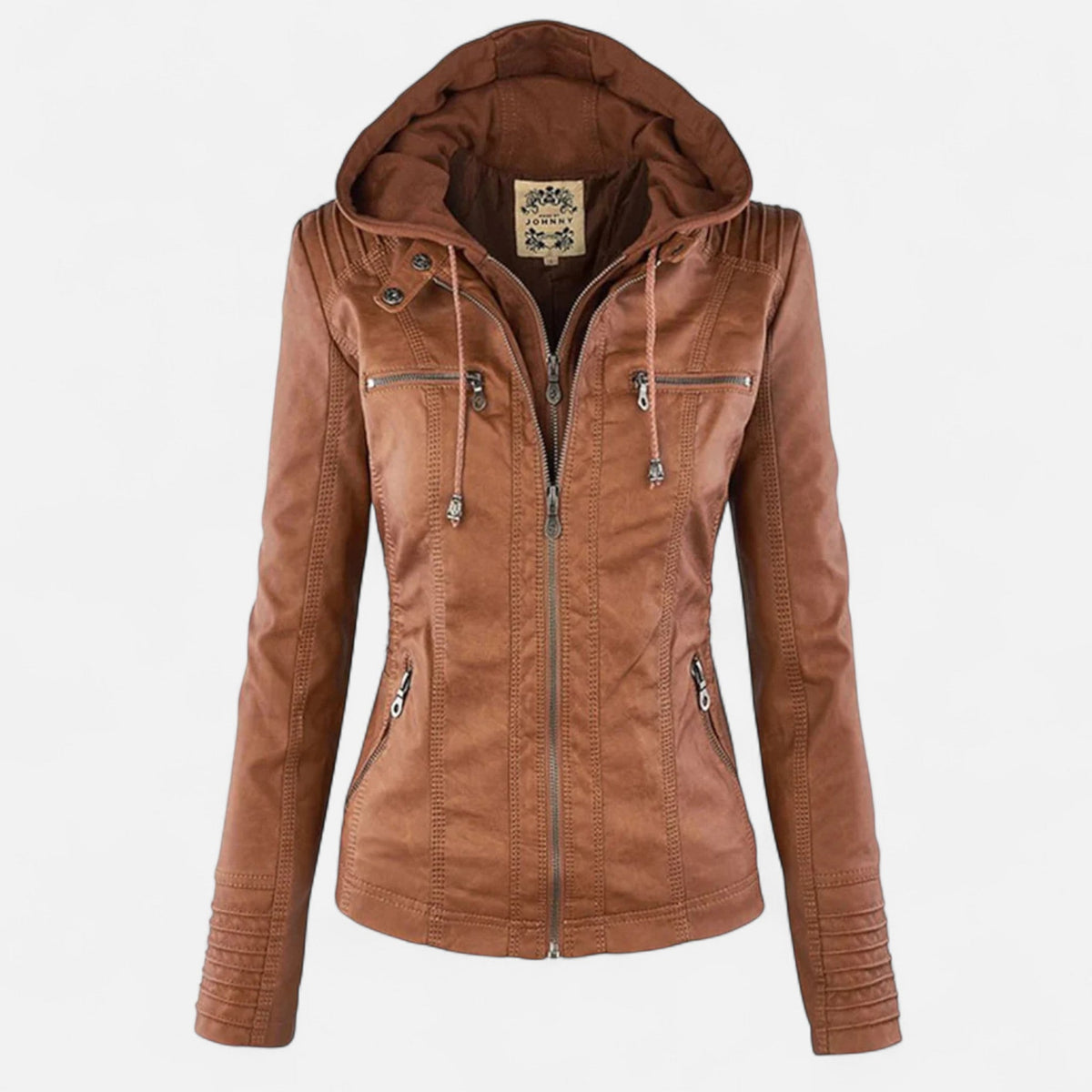 Veste en Cuir Pleine Fleur Doublée Coupe Ajustée pour Femme