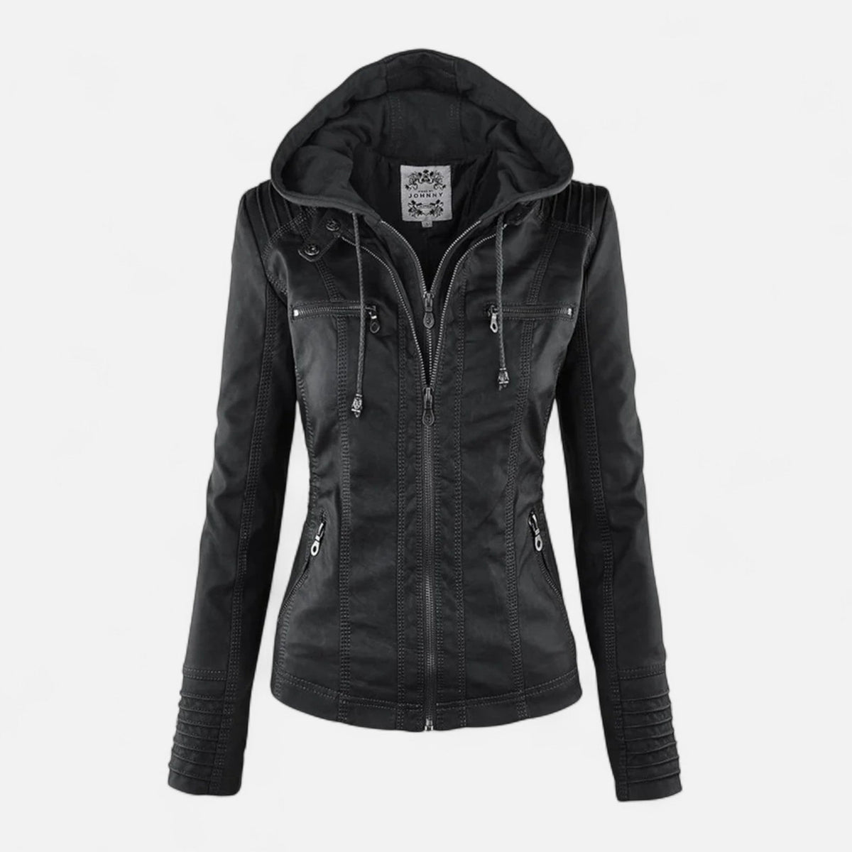 Veste en Cuir Pleine Fleur Doublée Coupe Ajustée pour Femme
