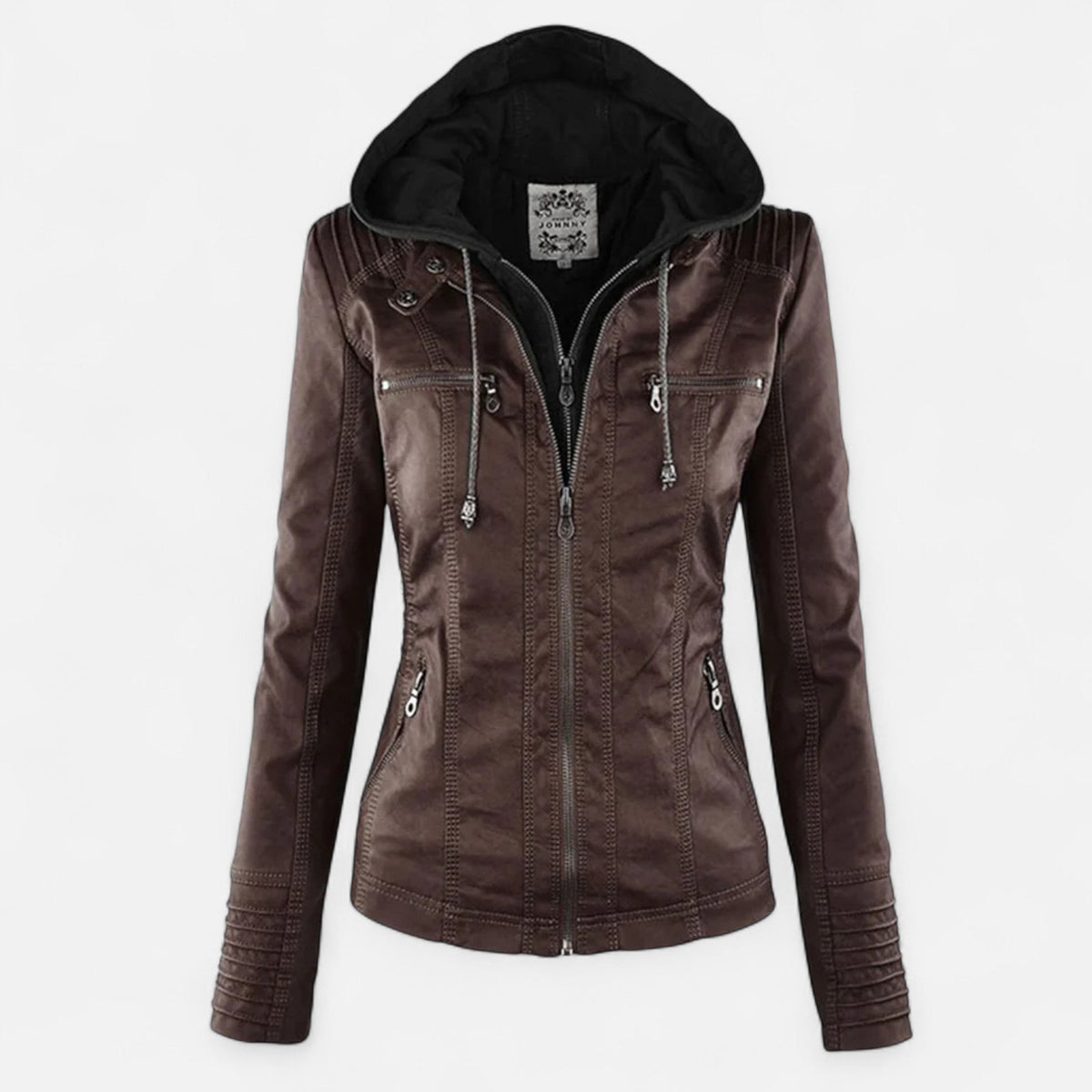 Veste en Cuir Pleine Fleur Doublée Coupe Ajustée pour Femme