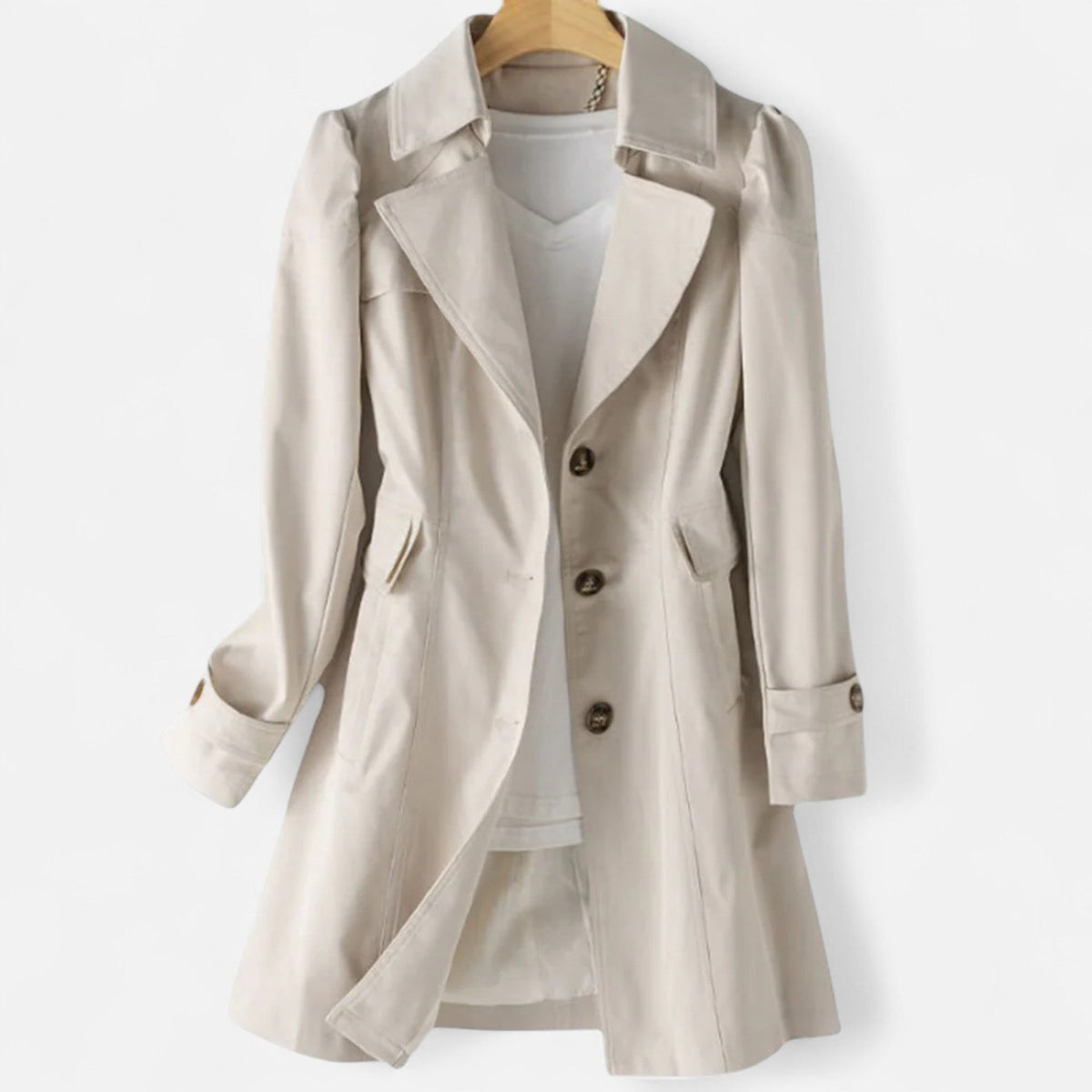 Trench Ceinturé Coupe Fluide Taille Soulignée pour Femme
