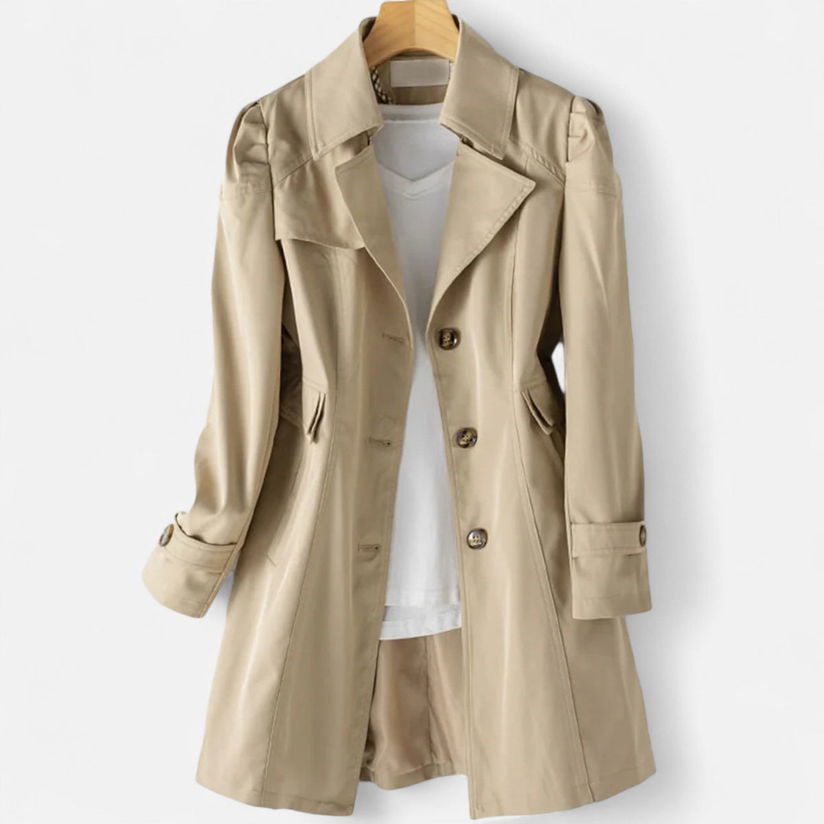 Trench Ceinturé Coupe Fluide Taille Soulignée pour Femme