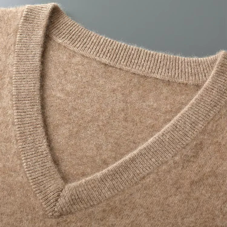 Pull col V homme tricoté doux casual smart confort