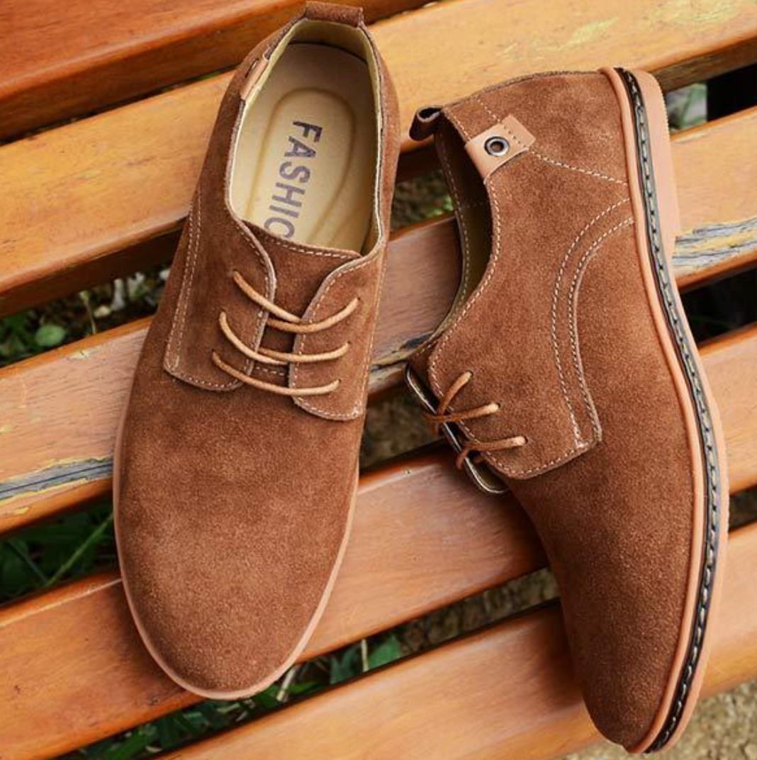 Men's suede derby shoes with laces and a textured finish, smart