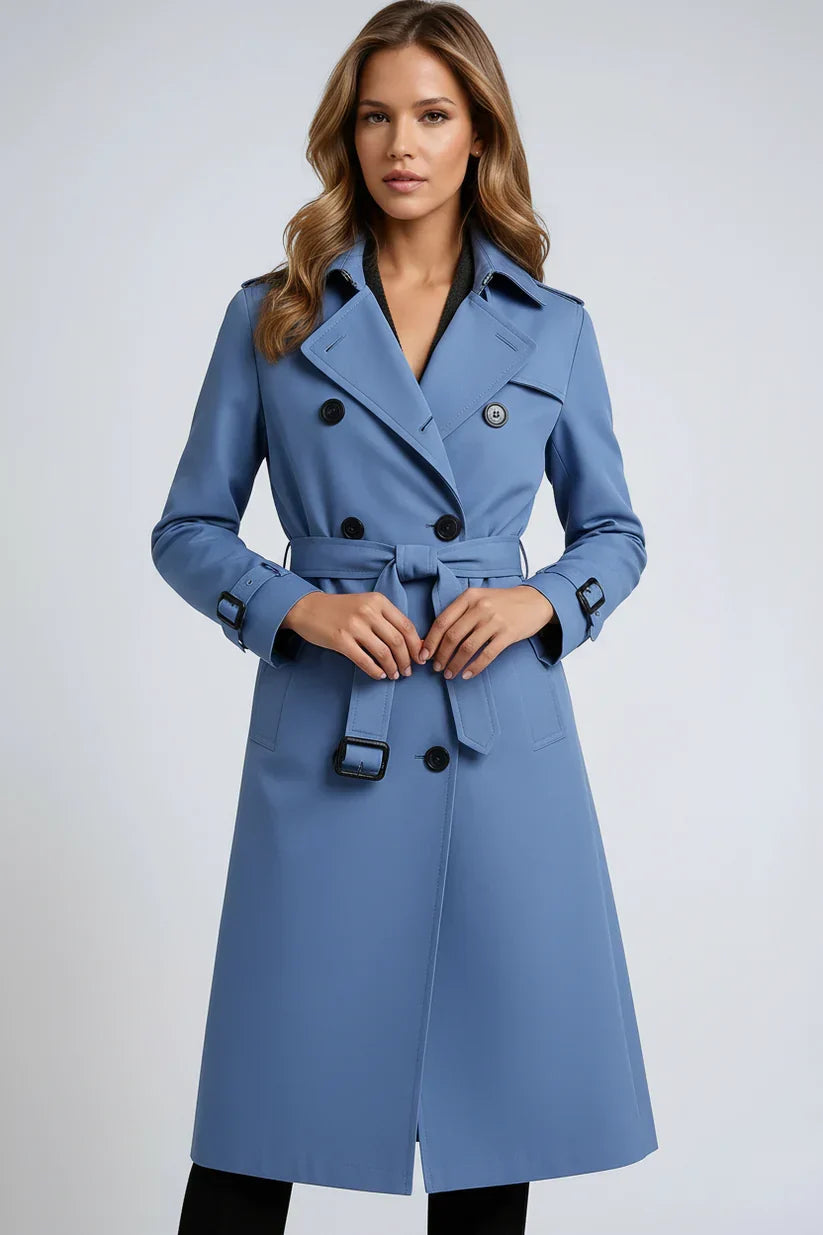 Trench-coat femme long double boutonnage coupe structurée