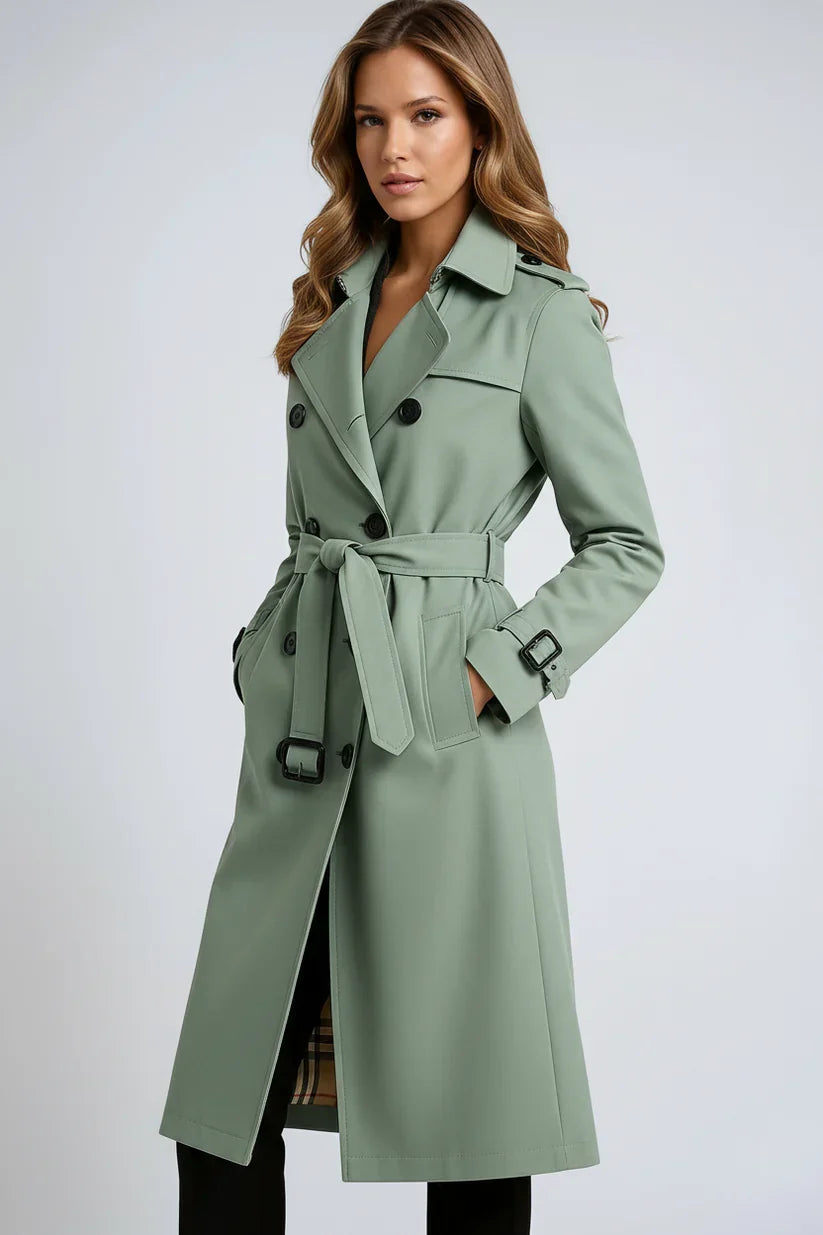 Trench-coat femme long double boutonnage coupe structurée