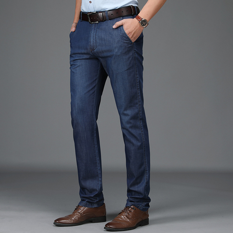 Vaqueros de denim elástico para hombre, corte clásico, cómodos y duraderos