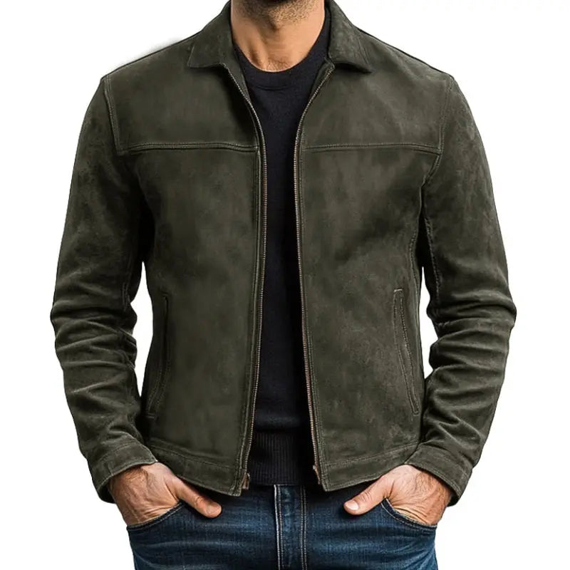 Veste en Similicuir Poignets Zippés Coupe Motard pour Homme