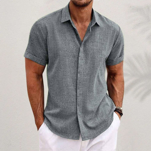 Chemise Lin Homme Légère Respirante Col Boutonné Été