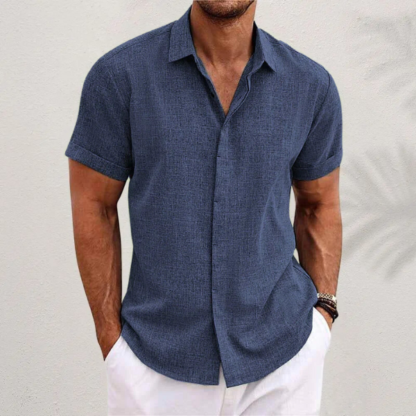 Chemise Lin Homme Légère Respirante Col Boutonné Été