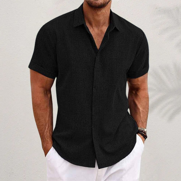 Chemise Lin Homme Légère Respirante Col Boutonné Été