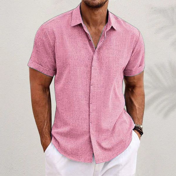 Chemise Lin Homme Légère Respirante Col Boutonné Été