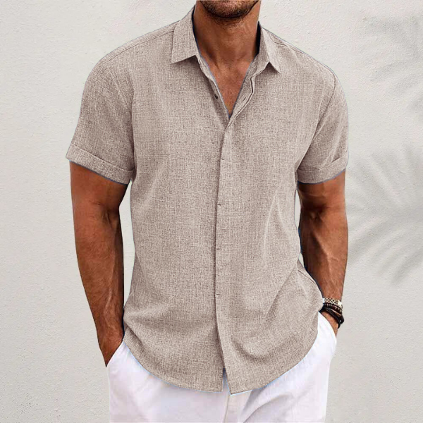 Chemise Lin Homme Légère Respirante Col Boutonné Été