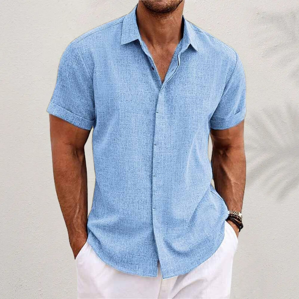 Chemise Lin Homme Légère Respirante Col Boutonné Été