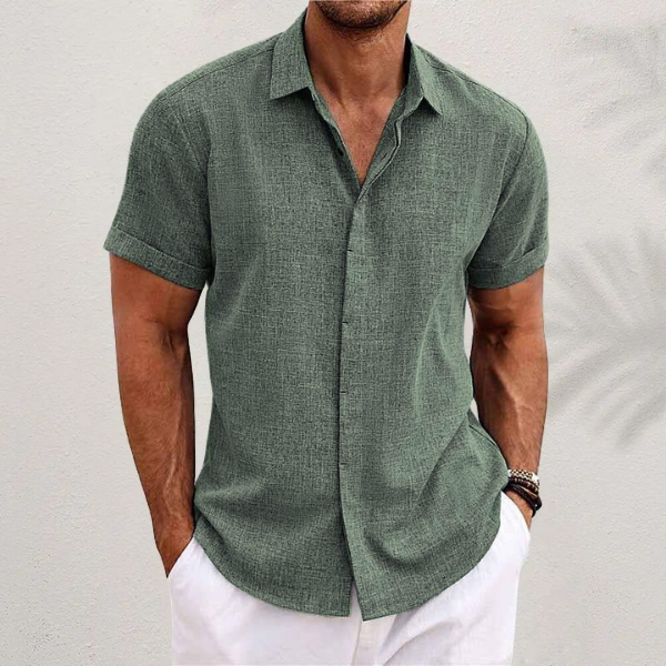 Chemise Lin Homme Légère Respirante Col Boutonné Été