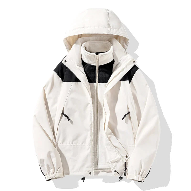 Veste imperméable 3-en-1 mixte capuche intégrée séchage rapide