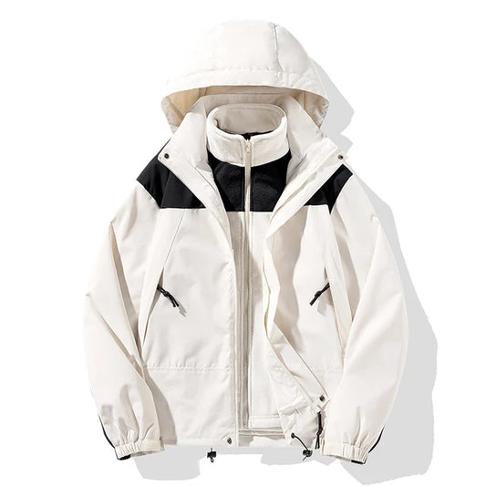 Chaqueta impermeable 3 en 1 unisex, con capucha integrada y secado rápido
