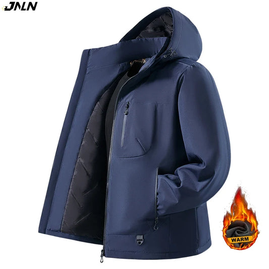 Chaqueta impermeable para hombre, con capucha, forro de grafeno y acolchado de algodón