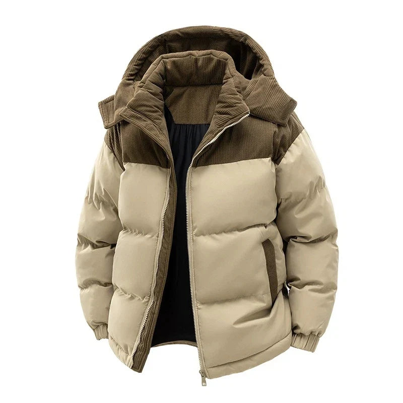 Chaqueta acolchada para hombre, amplia, con capucha, cremallera y forro polar, para el día a día