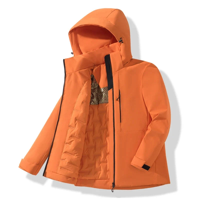 Chaqueta impermeable y cortavientos unisex, con capucha térmica y tratamiento antimanchas