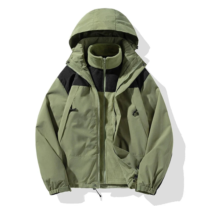 Veste imperméable 3-en-1 mixte capuche intégrée séchage rapide