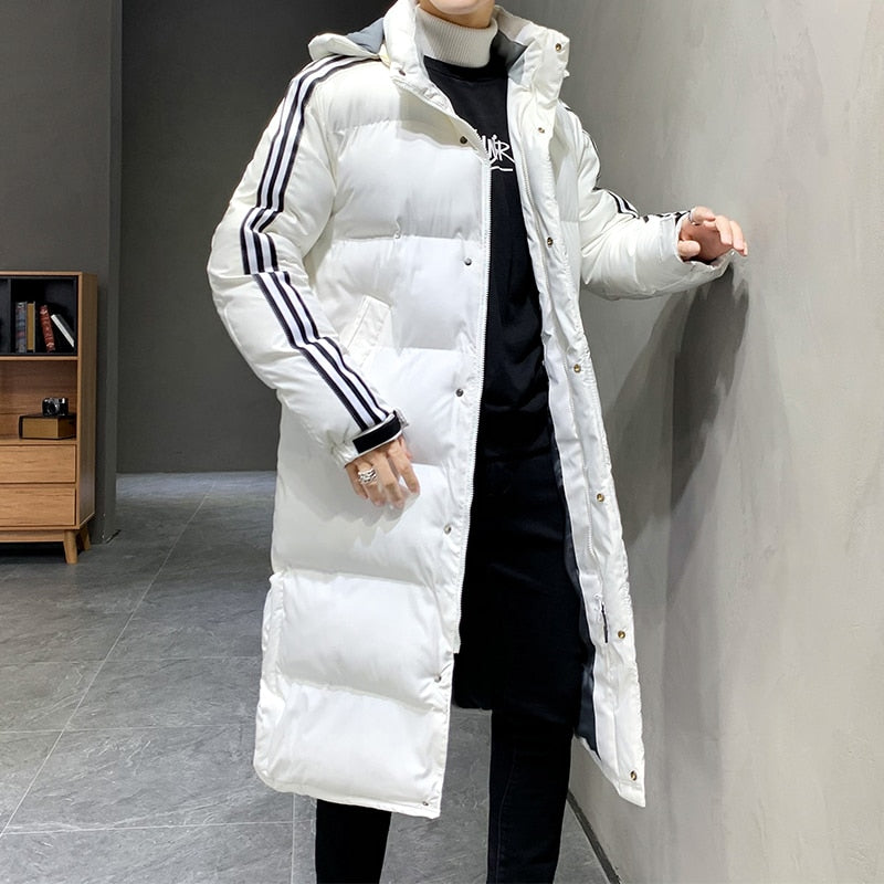 Manteau long homme capuche protection hivernale maximale