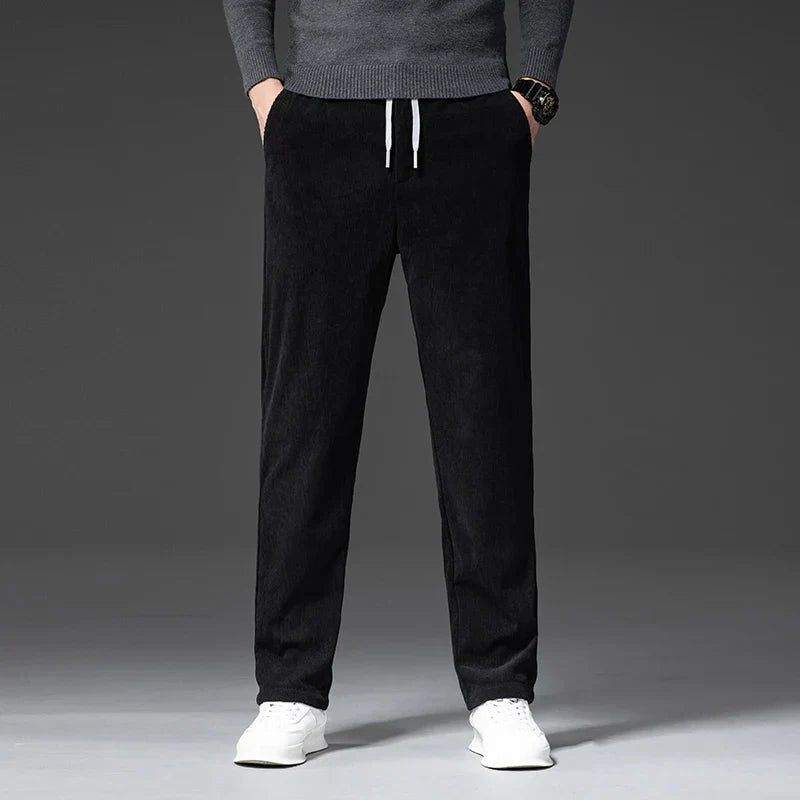 Men’s casual corduroy chinos with adjustable waist and tailored fit