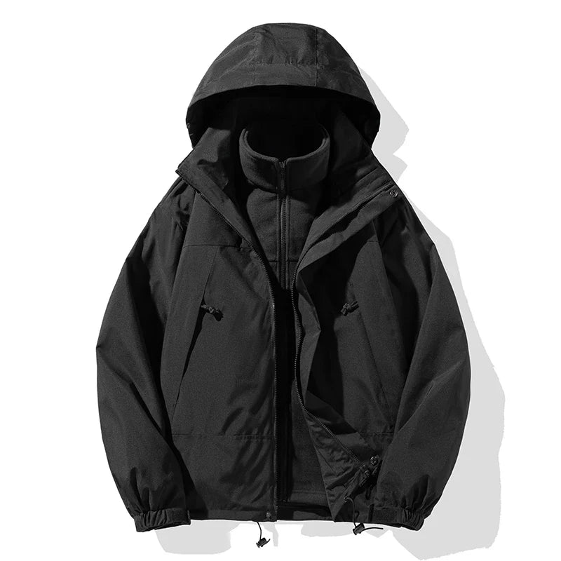 Veste imperméable 3-en-1 mixte capuche intégrée séchage rapide