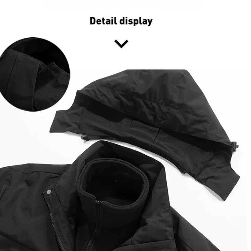 Veste imperméable 3-en-1 mixte capuche intégrée séchage rapide