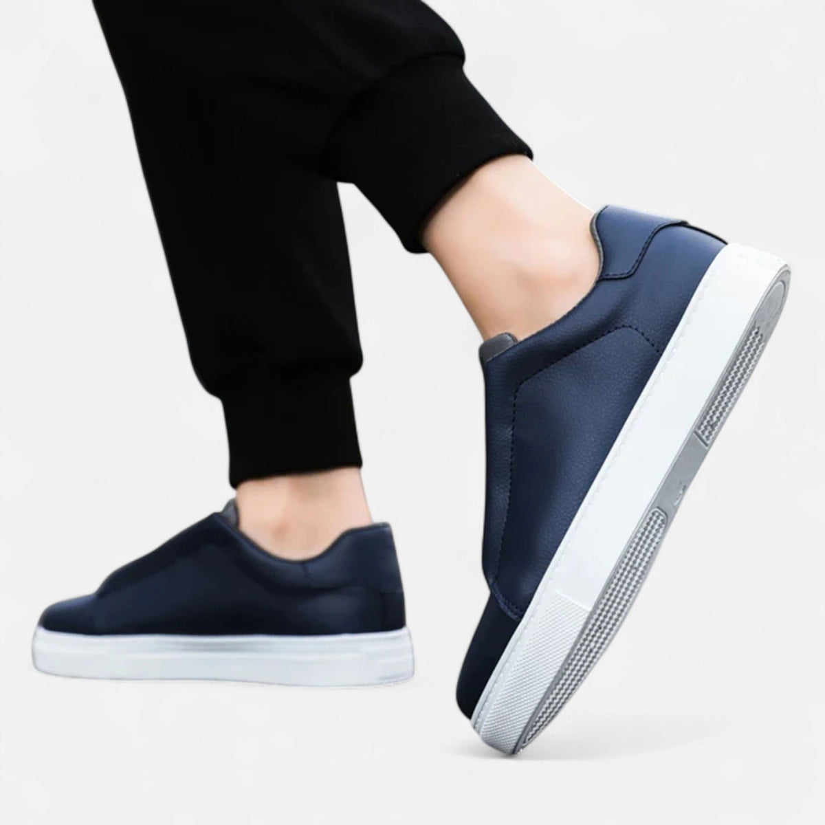 Sneakers en Cuir Semelle Confort Sans Lacets pour Homme