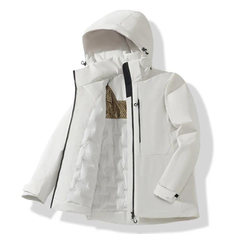 Chaqueta impermeable y cortavientos unisex, con capucha térmica y tratamiento antimanchas
