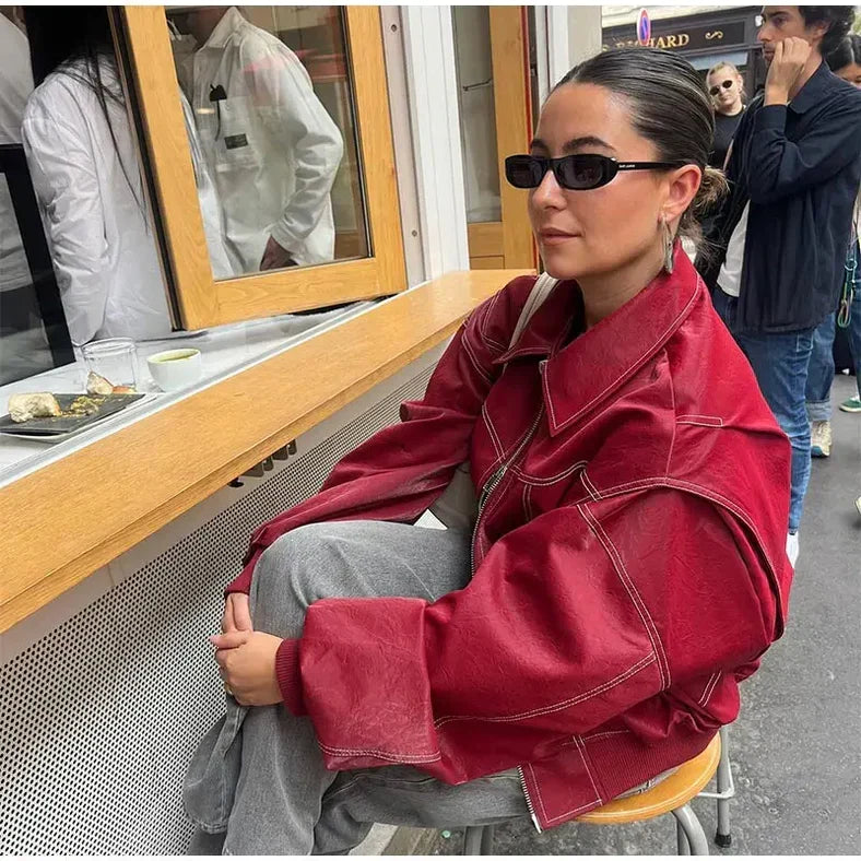 Dámská oversized bomber bunda v trendy ležérním stylu