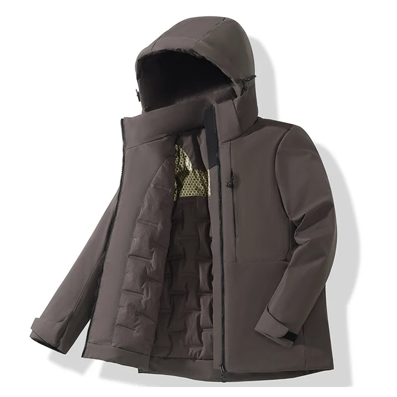 Chaqueta impermeable y cortavientos unisex, con capucha térmica y tratamiento antimanchas