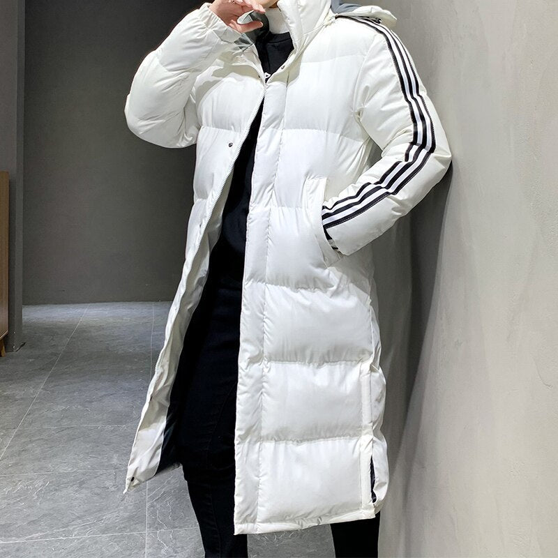 Manteau long homme capuche protection hivernale maximale