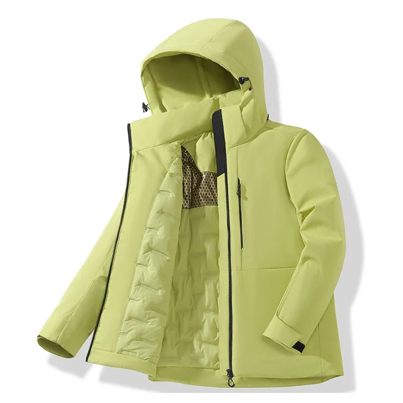 Chaqueta impermeable y cortavientos unisex, con capucha térmica y tratamiento antimanchas