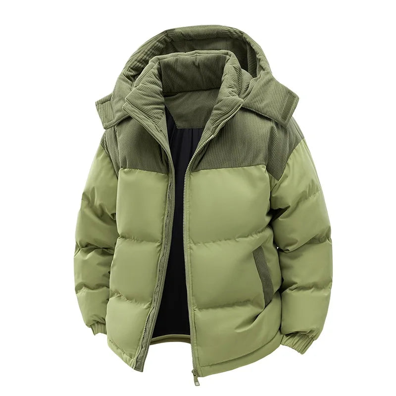 Chaqueta acolchada para hombre, amplia, con capucha, cremallera y forro polar, para el día a día