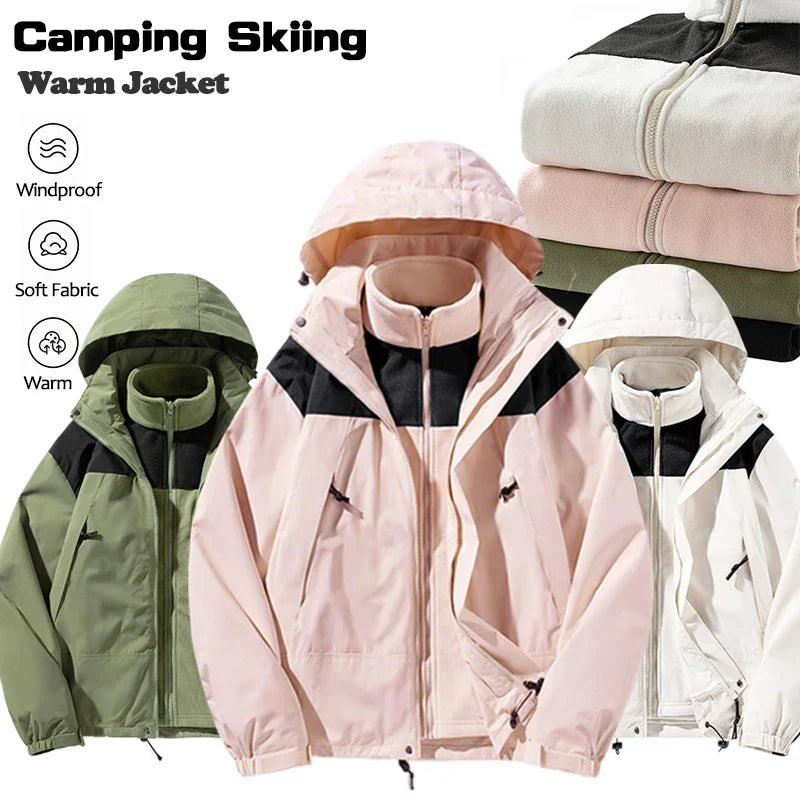 Veste imperméable 3-en-1 mixte capuche intégrée séchage rapide