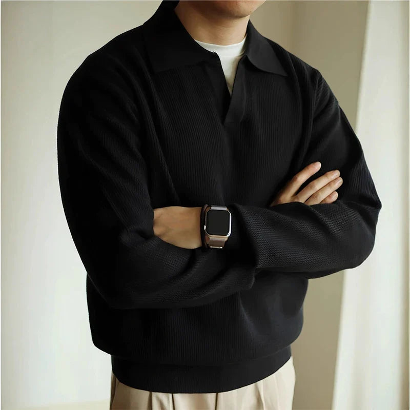 Polo clásico de punto para hombre, de elegancia informal