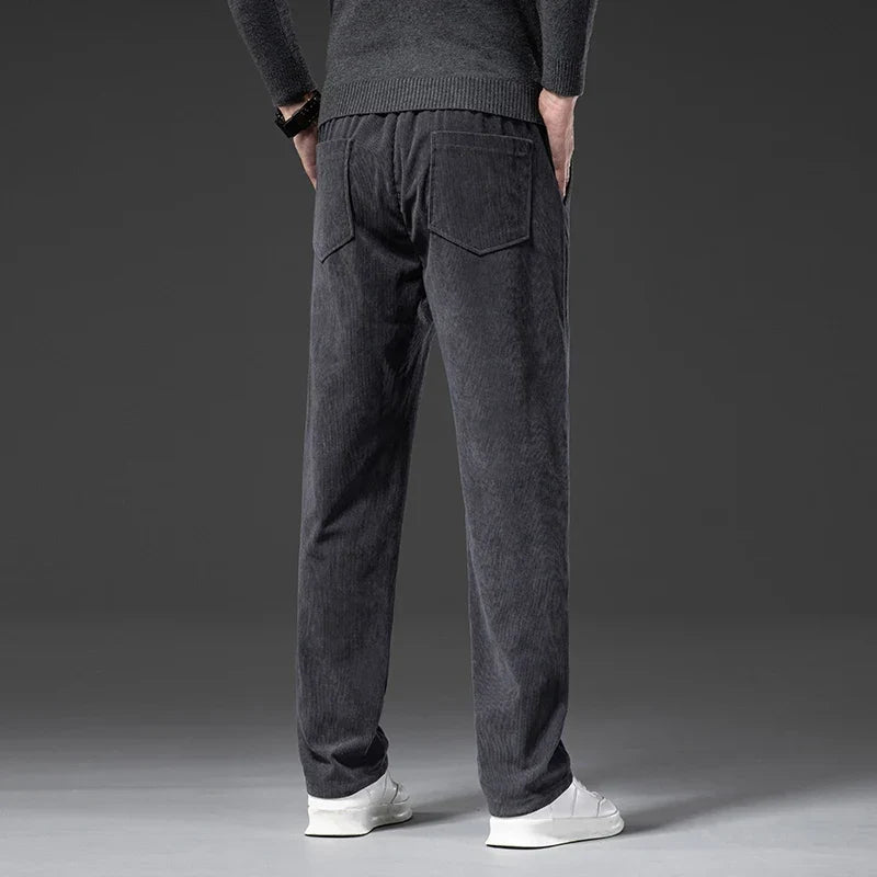 Men’s casual corduroy chinos with adjustable waist and tailored fit
