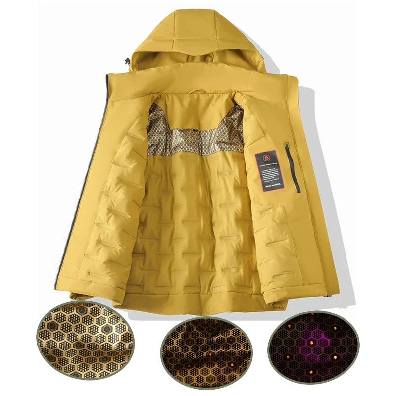 Chaqueta impermeable y cortavientos unisex, con capucha térmica y tratamiento antimanchas