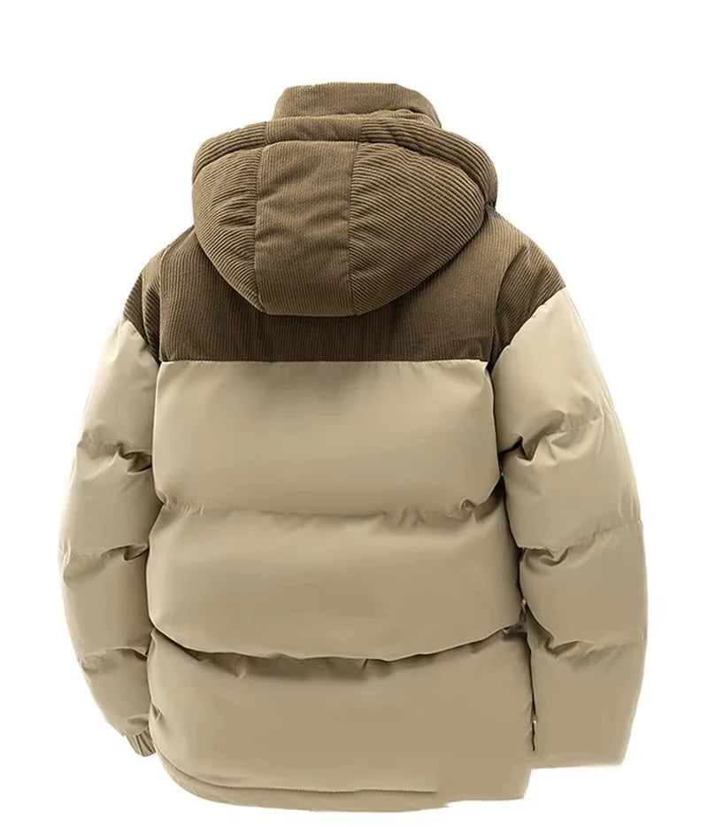 Chaqueta acolchada para hombre, amplia, con capucha, cremallera y forro polar, para el día a día