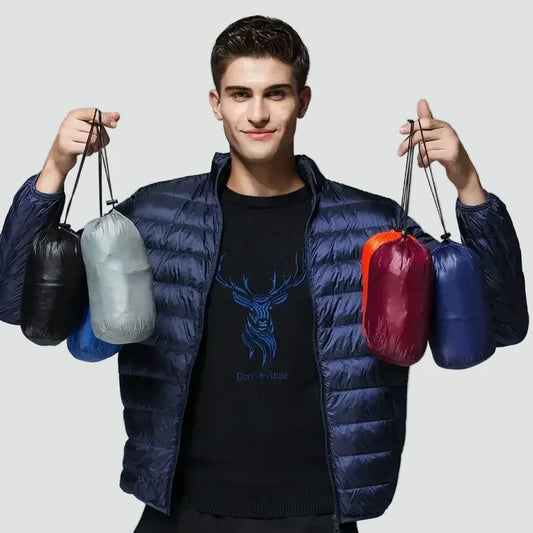 Doudoune légère homme compressible pochette rangement voyage