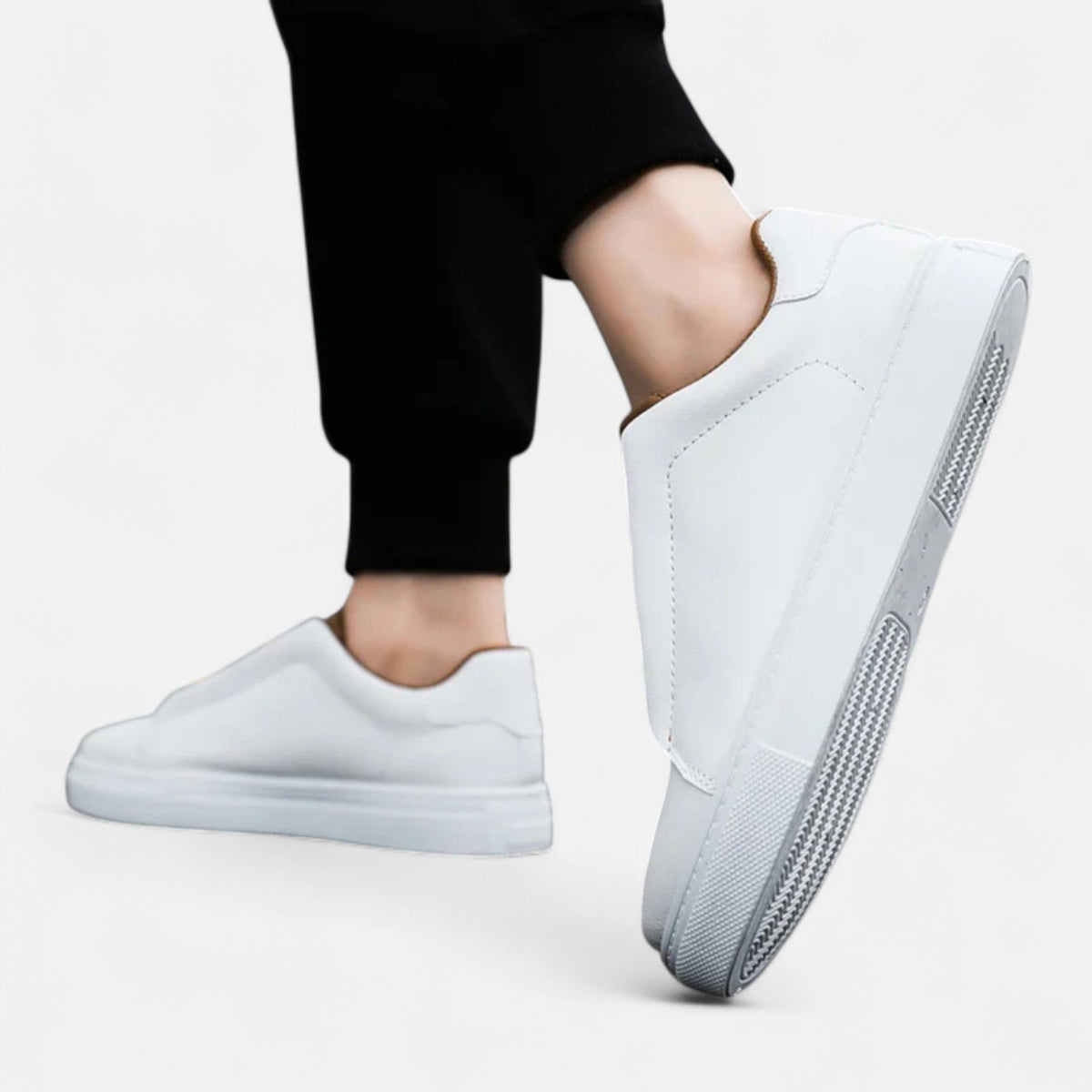 Sneakers en Cuir Semelle Confort Sans Lacets pour Homme