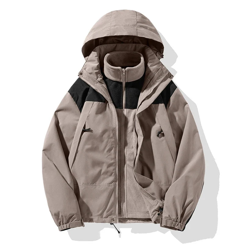 Veste imperméable 3-en-1 mixte capuche intégrée séchage rapide