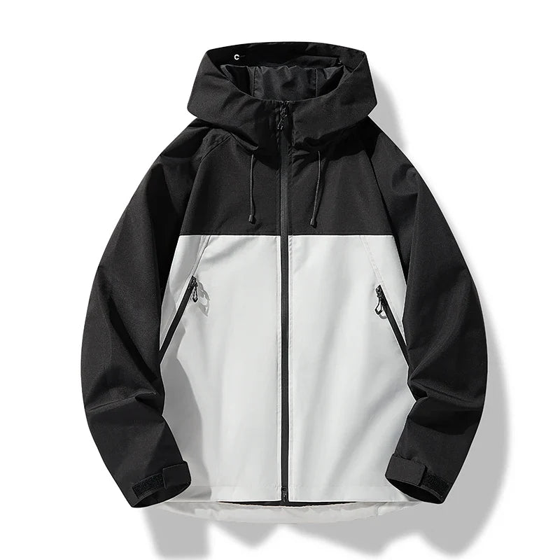 Veste shell homme coupe-vent imperméable capuche outdoor