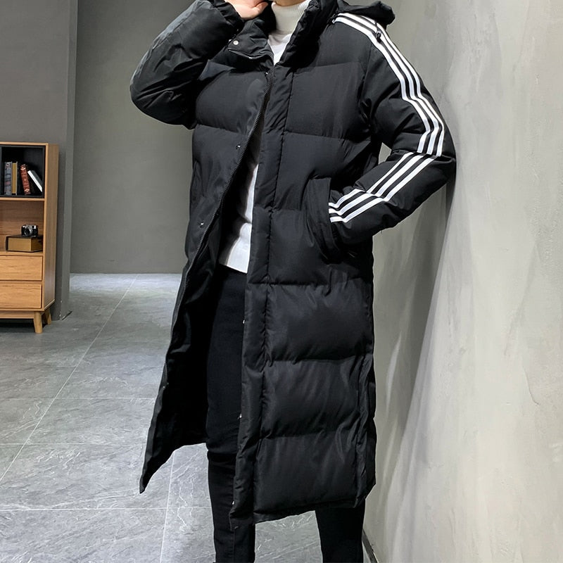 Manteau long homme capuche protection hivernale maximale