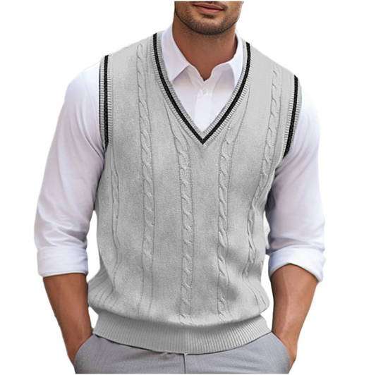 Pánský elegantní svetr bez rukávů s výstřihem do V, moderní střih a pohodlí