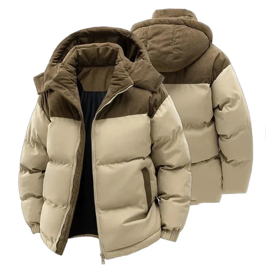 Chaqueta acolchada para hombre, amplia, con capucha, cremallera y forro polar, para el día a día