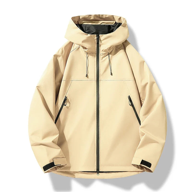Veste shell homme coupe-vent imperméable capuche outdoor